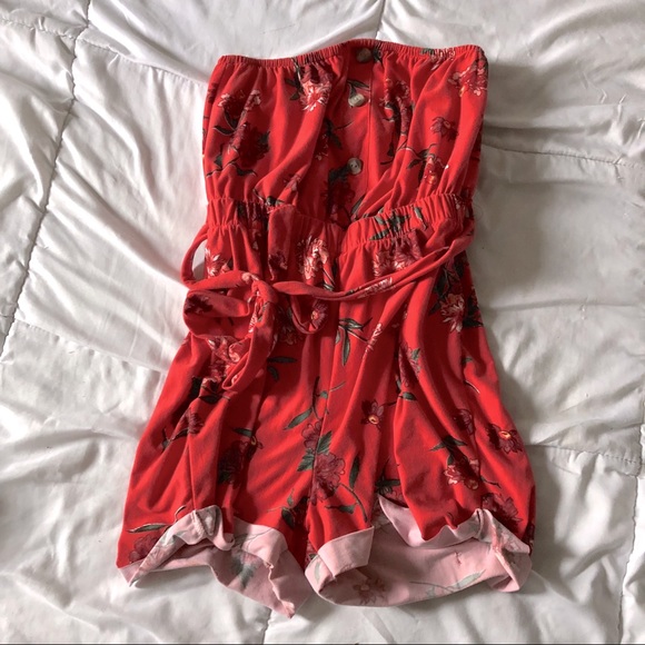 Red Floral Romper - Picture 3 of 4